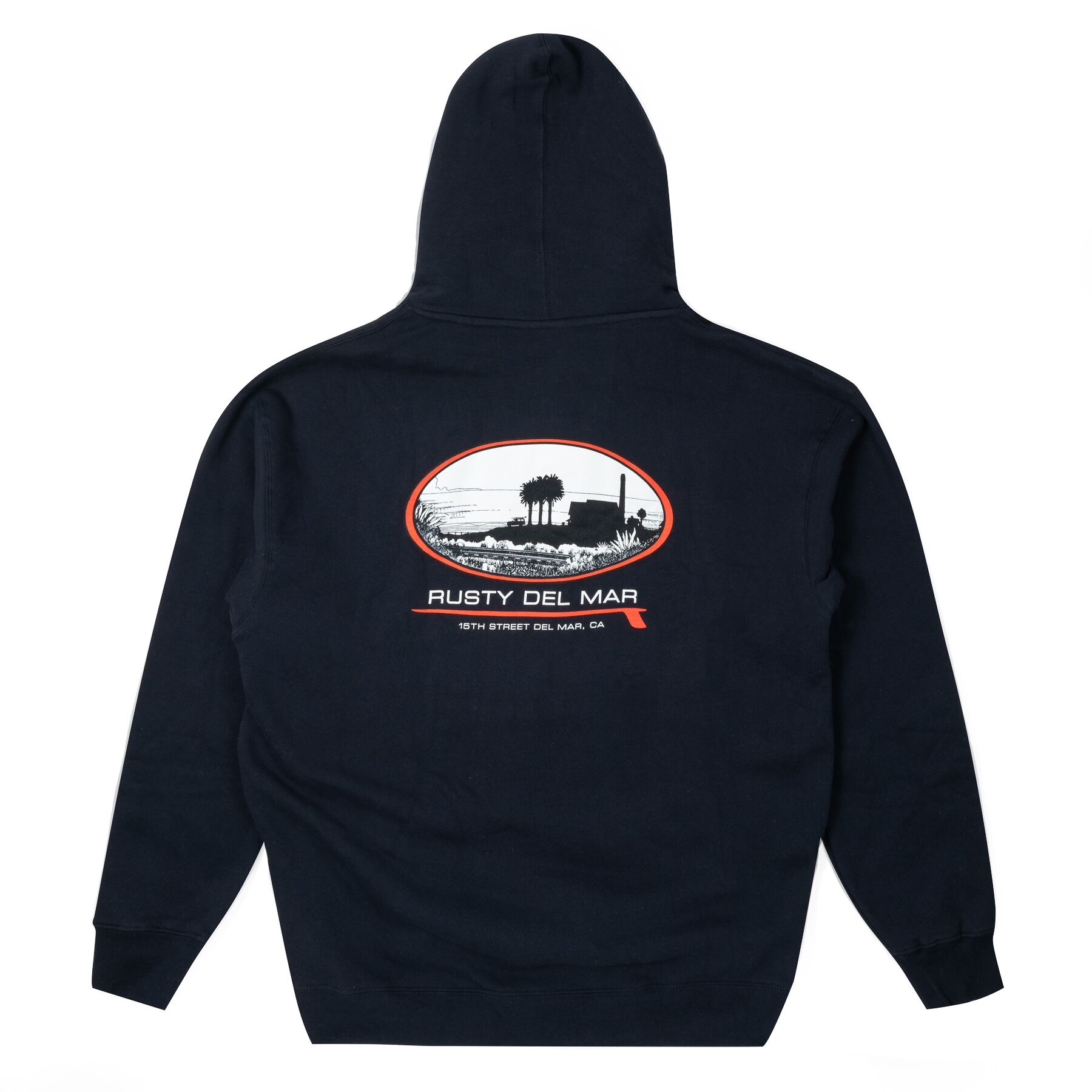 3 Palm Dark Navy Hooded Fleece