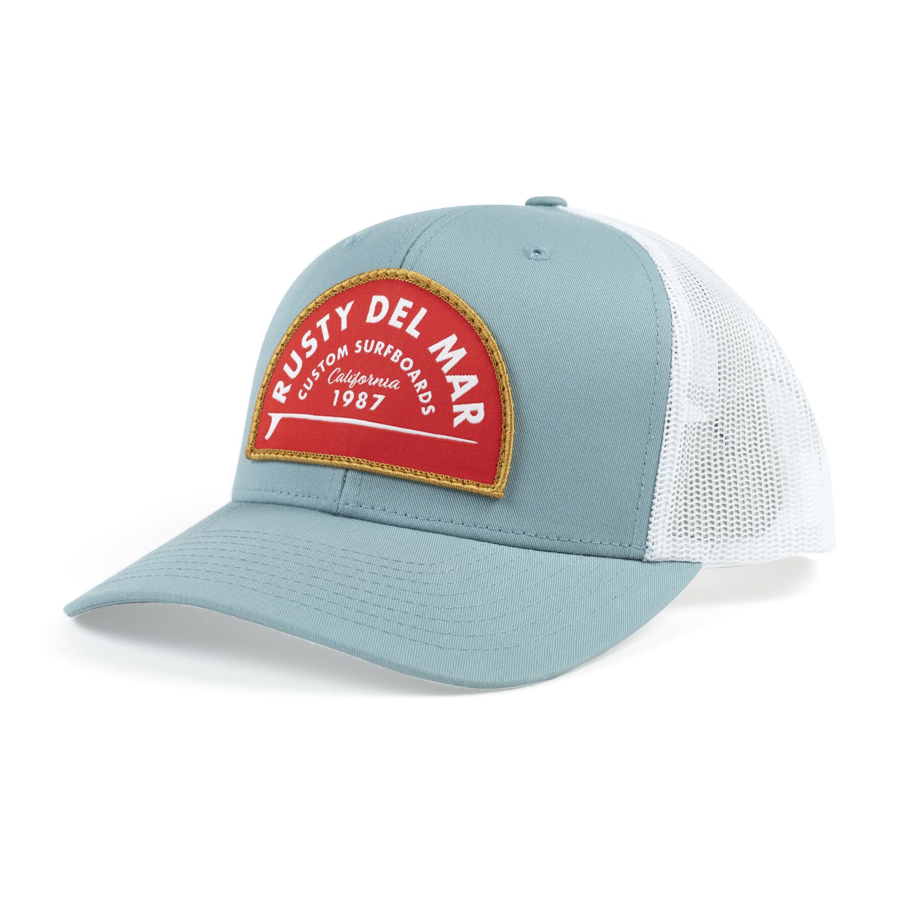 Rusty Del Mar Patch Hat in Smoke Blue White